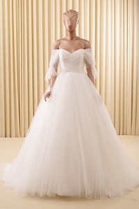 RSM66171real hombro playa vestidos de novia para la novia embarazada vestido de novia de tul - Product Image 6
