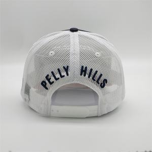 高品質のカスタマイズされたメッシュトラッカー、ネイビーブルーのトラッカーキャップ、5パネルの3D刺Embroideryパッチ湾曲したつばのトラッカーハット - Product Image 4