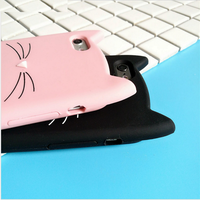 Coque de protection 3D en forme d'animal pour Iphone, compatible modèles 6, 7 et 7 Plus, mignon, dessin animé, chat, dessin animé, 3D, Silicone