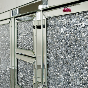 Diamante Schiacciato A Specchio Home Living Room Furniture Argento Credenza Cabinet - Product Image 4