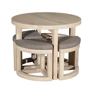 Набор из 5 деревянных журнальных столиков из МДФ, журнальный столик с маленьким сиденьем для гостиной, круглый диван, набор боковых столиков