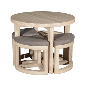 <strong>Set</strong> of 5 MDF Wood Nesting <strong>Tables</strong> Coffee <strong>Table</strong> with Small Seat Living Room Round Sofa <strong>Side</strong> <strong>Table</strong> <strong>Set</strong> - Product Image 1
