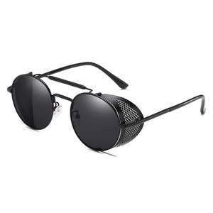 2024 yeni Retro Steampunk <span class=keywords><strong>Metal</strong></span> yuvarlak çerçeve güneş gözlüğü Unisex polarize güneş gözlükleri özel Logo erkekler kadınlar özel etiket moda - Product Image 2