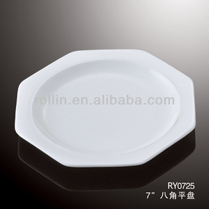 مطعم الفندق ، أواني ثمانية ، طبق خزف أبيض آمن ، سداسي الشكل - Product Image 2