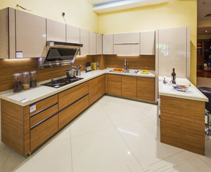 Customized Contemporary White and <strong>Grey</strong> U Shape Kitchen <strong>Cupboard</strong> Design - Product Image 5