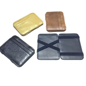 Zm251 Wholesale Men Genuine Leather Credit Card Magic Wallet mit elastische band