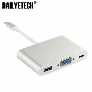 USB 3.1 Type-C到HDTV VGA USB 3.0 C转换器电缆适配器，用于来自DAILYETECH的Macbook