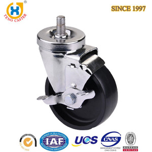 5 inch Erweiterung Adapter Schraube Seite Bremse Kunststoff <span class=keywords><strong>Caster</strong></span> TPR Rad mit Kugellager - Product Image 5