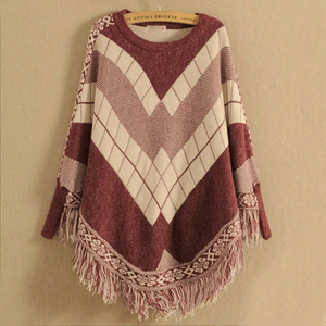 Lâche élégant personnalisé coton pull femme dames tricoté laine pull <span class=keywords><strong>Poncho</strong></span> avec gland pull - Product Image 1