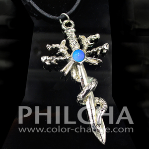 Philcha Thời Trang Hợp Kim Kẽm Đổi Màu Đôi Rồng Thanh Kiếm Tâm Trạng Vòng Cổ Dây Đen Đảng Tặng Trẻ Em Unisex - Product Image 6