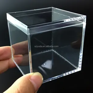 Clear plastic mini storage cube small acrylic box with lid