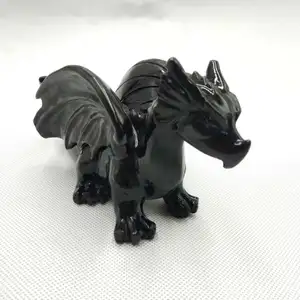 Natural Hand Carved Polished Obsidian Dragon For Decorate