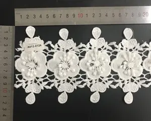 Wholesale Free Sample Factory Guipure Lace Trim Cheap Cotton Embroidery 3d Flower Lace Trim For Dress