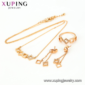 <span class=keywords><strong>Xuping</strong></span>-Conjunto de tres joyas de boda, personalizado, forma cuadrada, nuevo estilo, 64519 - Product Image 2