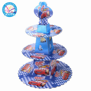 Support à gâteau 3 niveaux, <span class=keywords><strong>image</strong></span> de dessin animé, <span class=keywords><strong>voiture</strong></span> de décoration de fête d'<span class=keywords><strong>anniversaire</strong></span> pour enfants, accessoire de réception, fournitures de support pour chocolat en papier réception-cadeaux pour bébé - Product Image 1