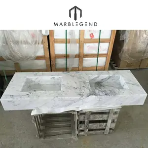 Trắng Carrara Marble Toàn Thân Phòng Tắm Bồn Rửa Countertop