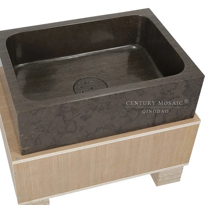 Bella bagno e cucina marrone calcare lavabo