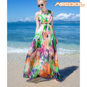 <span class=keywords><strong>Las</strong></span> transacciones a través Alibaba.com floral Vestido largo de la Playa Mujeres - Product Image 1