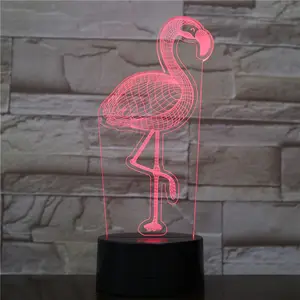 3d led flamingo lampada in acrilico ha condotto la luce 3D Ologramma Illusion Lampada Da Tavolo