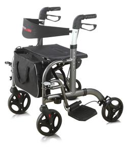 4 <span class=keywords><strong>ruedas</strong></span> de aluminio de transporte silla rollator <span class=keywords><strong>con</strong></span> reposapiés y bolsa de compras - Product Image 2