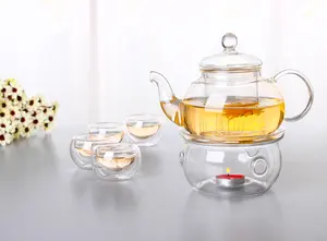 Tetera de vidrio de borosilicato resistente al calor, juego de té de vidrio, gran oferta