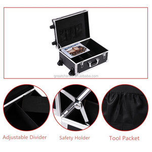 Boîte à outils en aluminium multifonction à roulettes avec poignée <span class=keywords><strong>de</strong></span> levage, boîte <span class=keywords><strong>de</strong></span> rangement pour matériel <span class=keywords><strong>de</strong></span> maintenance, grande capacité - Product Image 2