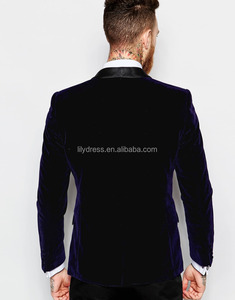 LL016 Groomsmen scialle nero con risvolto da sposo smoking <span class=keywords><strong>velluto</strong></span> viola giacca da <span class=keywords><strong>uomo</strong></span> completo da <span class=keywords><strong>uomo</strong></span> - Product Image 3