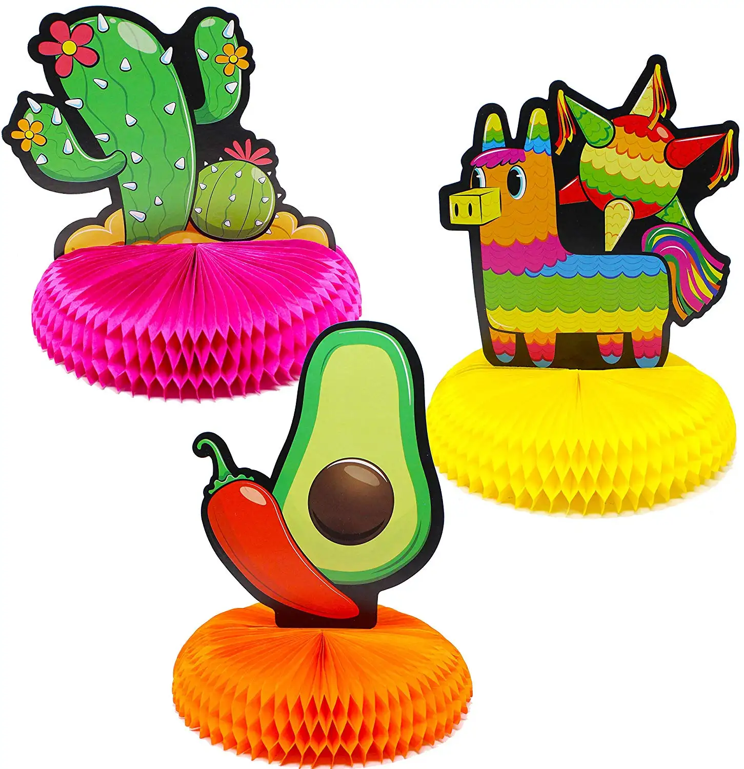 Cinco De Mayo Fiesta Honeycomb Table Centerpiece 8.5'' Party Decoration for Fun Mexican Theme for Carnivals Festivals Favors