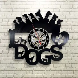 Casa decoración divertido perro diseño Reloj de pared reloj temas cuarto Relojes de pared (T5601)