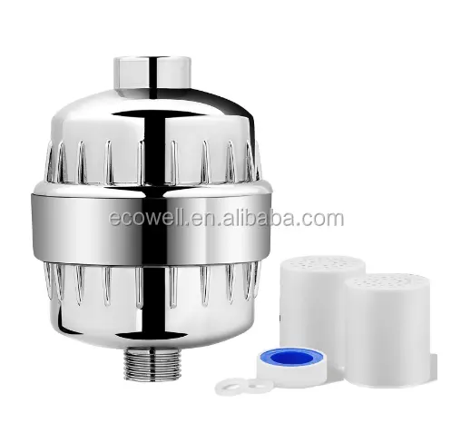 Hot sale 15/20 stages chrome universal shower water filter with 2 replacement filter