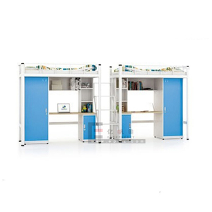 Giường Tầng Kim Loại Với Bàn Học Và Tủ Quần Áo, Bộ Đồ Nội Thất Phòng Ngủ Hai Giường - Product Image 3