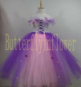Tutù Ispirato a Rapunzel di Tangled, Vestito Lungo Viola e Rosa, Abito da Damigella per Feste - Product Image 1