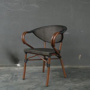 Hiện đại pháp Bistro ghế ngoài trời với tre nhìn tay vịn wicker mây cho Patio hoặc phòng khách/phòng ăn vật liệu kim loại - Product Image 2