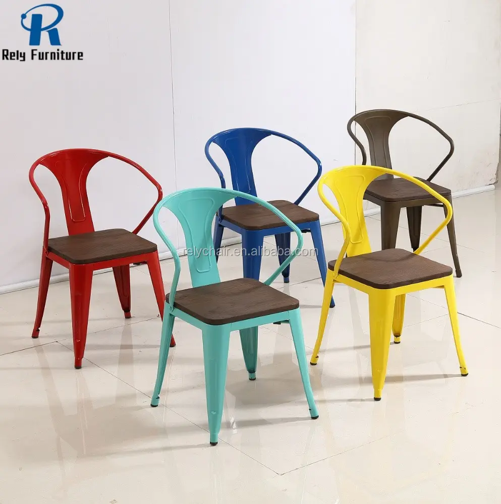 Metal iron chair school student stackable colorful chair