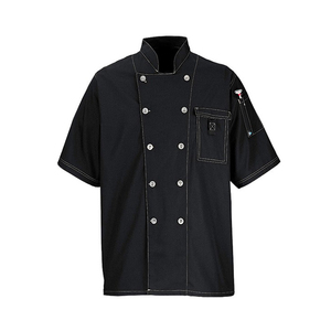 Morbido cappotto indumento da Chef 65% in cotone 35% poliestere in cotone a doppia fila con bottone tessuto uniforme da <span class=keywords><strong>cuoco</strong></span> per le divise da ristorante e Bar dell'industria alimentare - Product Image 1