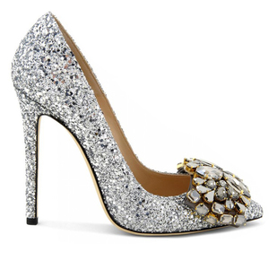 Fashion crystal luxury logo personalizzato glitter scarpe a punta sottili <span class=keywords><strong>tacchi</strong></span> alti scarpe da sposa da donna - Product Image 2