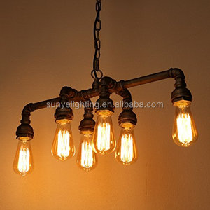 Tubulação Industrial Lustres luzes com luzes 6, Tradicional de Alta qualidade Max 360W Metal Luminária pendente luzes - Product Image 3