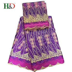 H & D buen precio alta calidad 5 del riche del Bazin 5yard 2 patio algodón africano de la tela del cordón para al por mayor - Product Image 2