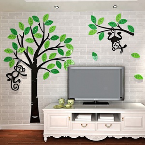 <span class=keywords><strong>Adesivi</strong></span> Murali Moderni Impermeabili con Albero, Decorazioni Grafiche in Plastica per Casa, Camerette Bambini e Neonati con Scimmie sull'Albero - Product Image 4