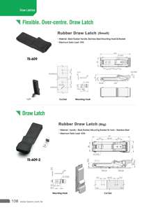 TS-609 Flexible Replacement Front <b>Mount</b> Snap <b>Rubber</b> Adjustable Draw Toggle Latch - Product Image 6