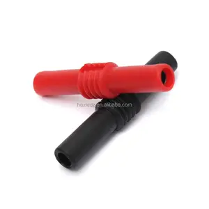 Black+Red Insulated 4mm to 4mm Banana Plug Female Socket Coupler Connector