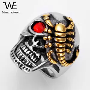 Edelstahl Golden Skull Red Eye Scorpion Herren Schmuck ring