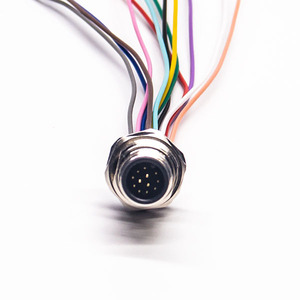 Ip67 a montagem do painel frontal macho codificação com conector de 12 pinos m12 fios de codificação de cor - Product Image 2