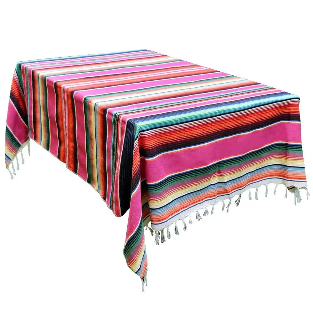 Mantel a rayas para decoración de fiesta de boda, manta mexicana Serape