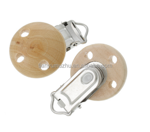 Natural ronda 3 agujeros de madera de diseño del bebé del pacificador Clips - Product Image 2