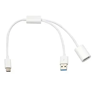 2 in 1 USB Type Cオス-メスOTGホストアダプター、1フィートの通常のUSB同期充電ケーブル付き