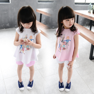 Customized Little Girl's Sweet Short Sleeve <strong>Funny</strong> Print Long T <strong>shirts</strong> For Child Clothes - Product Image 1