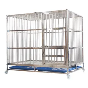 Stainless steel dog cage carriers houses metal foldable pet kennel large cat cages/pet cages