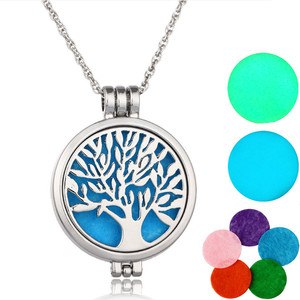 Gros Femmes Lumineux Ronde Médaillon Pendentif Collier Ouvert Arbre De Vie Huile Essentielle Diffuseur Collier - Product Image 2