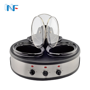 3in1 Hệ Thống Nấu Ăn với Nắp Holders Kép Crock Bạc và Đen Cá Nhân Điều Khiển Nhiệt Gáo Ba Nồi Nấu Chậm tự chọn ấm hơn - Product Image 1